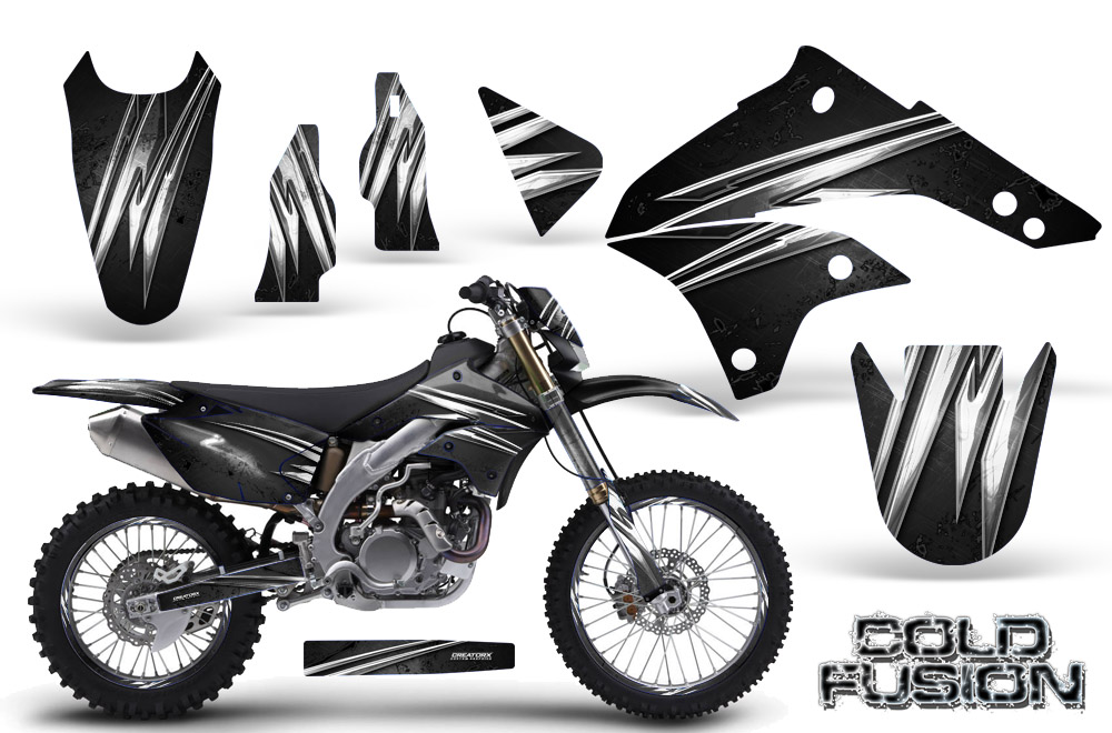 Kawasaki KLX450 Graphics Kit 08-12 Cold Fusion Black NP Rims